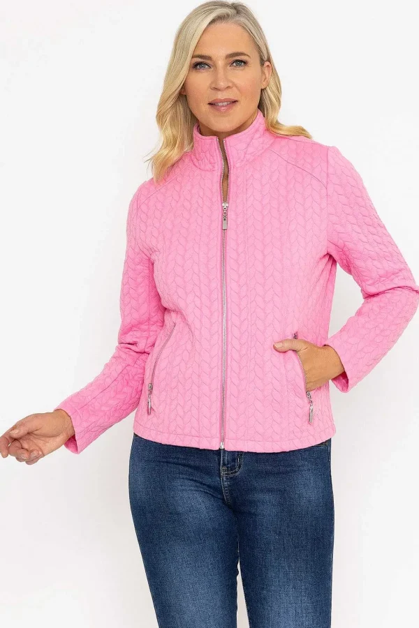Voulez Vous Textured Jersey Zip Jacket In Pink*Women Coats & Jackets