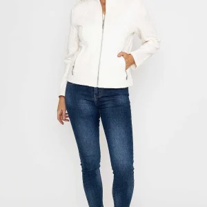 Voulez Vous Textured Jersey Zip Jacket In Ecru*Women Coats & Jackets