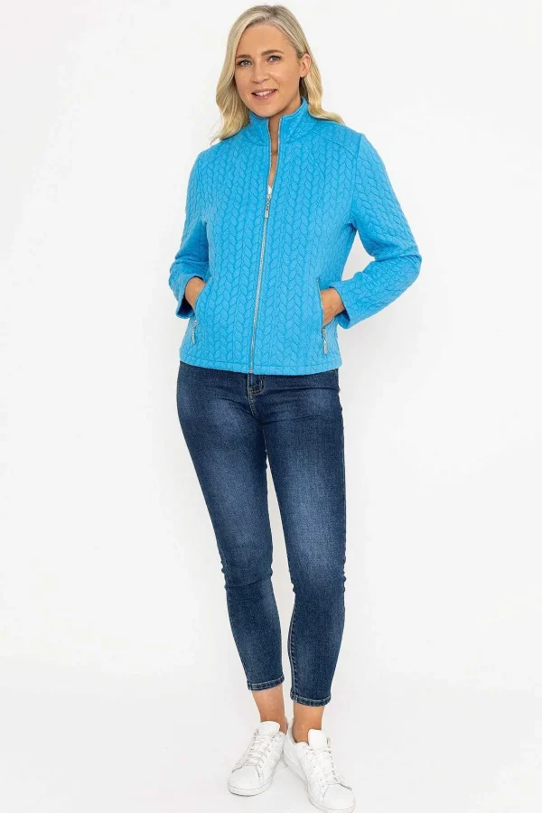 Voulez Vous Textured Jersey Zip Jacket In Blue*Women Coats & Jackets