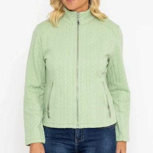 Voulez Vous Textured Jersey Zip Jacket In Green*Women Coats & Jackets
