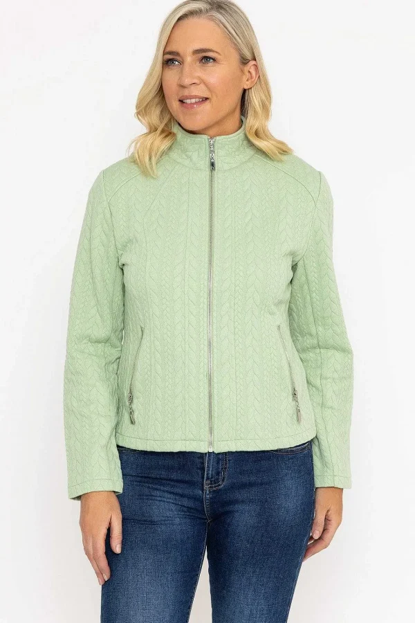 Voulez Vous Textured Jersey Zip Jacket In Green*Women Coats & Jackets