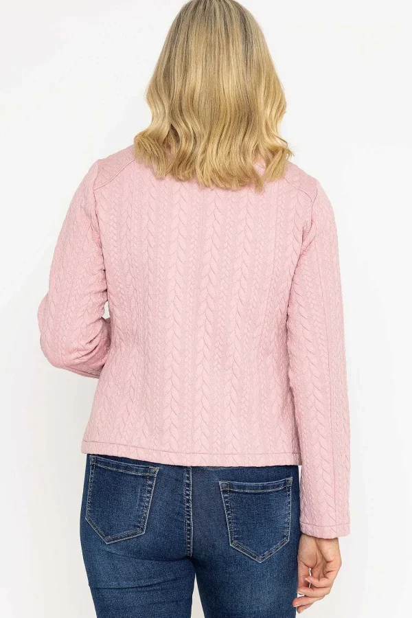Voulez Vous Textured Jersey Zip Jacket In Pink*Women Coats & Jackets