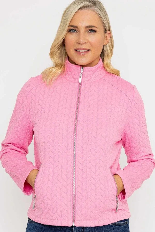 Voulez Vous Textured Jersey Zip Jacket In Pink*Women Coats & Jackets