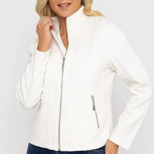 Voulez Vous Textured Jersey Zip Jacket In Ecru*Women Coats & Jackets