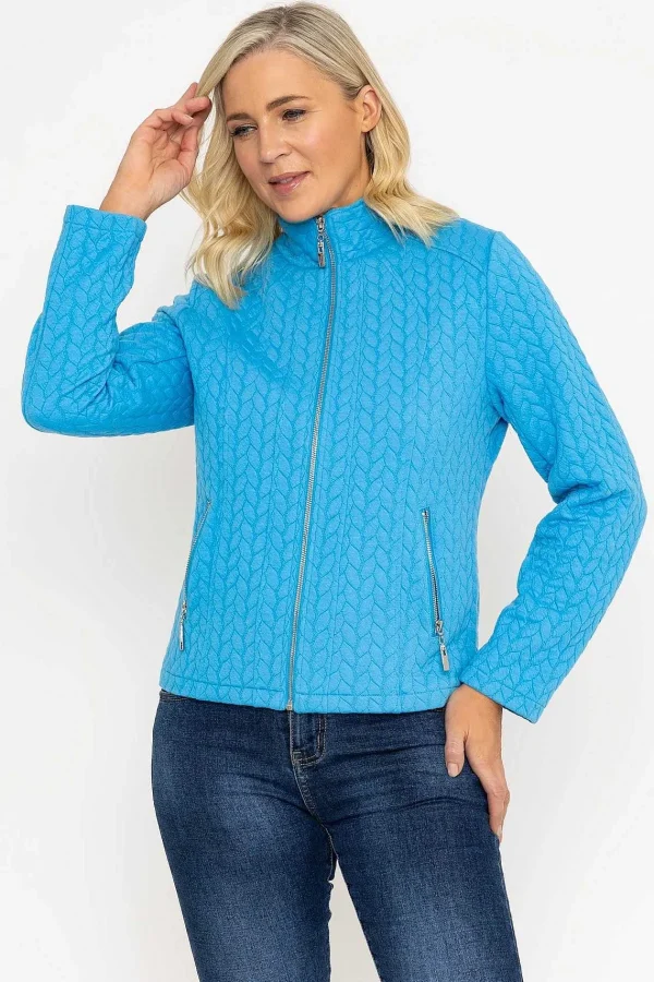 Voulez Vous Textured Jersey Zip Jacket In Blue*Women Coats & Jackets