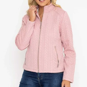 Voulez Vous Textured Jersey Zip Jacket In Pink*Women Coats & Jackets
