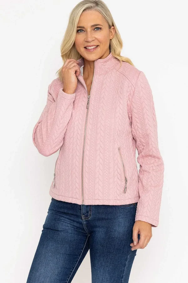 Voulez Vous Textured Jersey Zip Jacket In Pink*Women Coats & Jackets