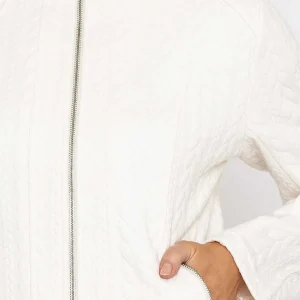 Voulez Vous Textured Jersey Zip Jacket In Ecru*Women Coats & Jackets