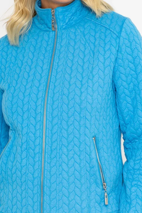 Voulez Vous Textured Jersey Zip Jacket In Blue*Women Coats & Jackets