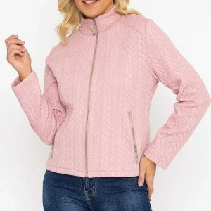 Voulez Vous Textured Jersey Zip Jacket In Pink*Women Coats & Jackets