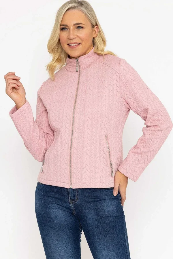 Voulez Vous Textured Jersey Zip Jacket In Pink*Women Coats & Jackets