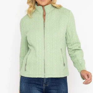 Voulez Vous Textured Jersey Zip Jacket In Green*Women Coats & Jackets