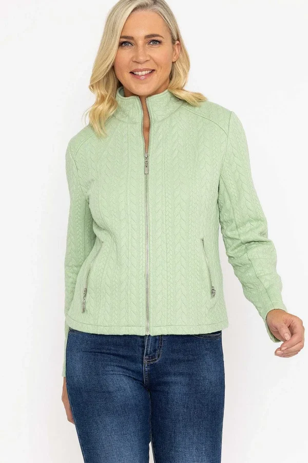 Voulez Vous Textured Jersey Zip Jacket In Green*Women Coats & Jackets