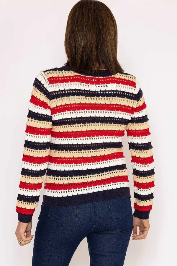 Voulez Vous Textured Stripe Cotton Knit In Multi*Women Jumpers & Cardigans
