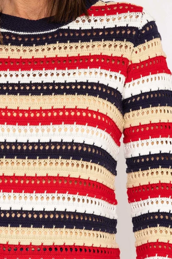 Voulez Vous Textured Stripe Cotton Knit In Multi*Women Jumpers & Cardigans