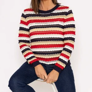 Voulez Vous Textured Stripe Cotton Knit In Multi*Women Jumpers & Cardigans
