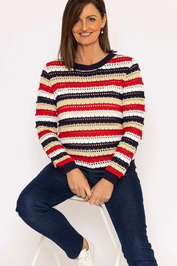 Voulez Vous Textured Stripe Cotton Knit In Multi*Women Jumpers & Cardigans