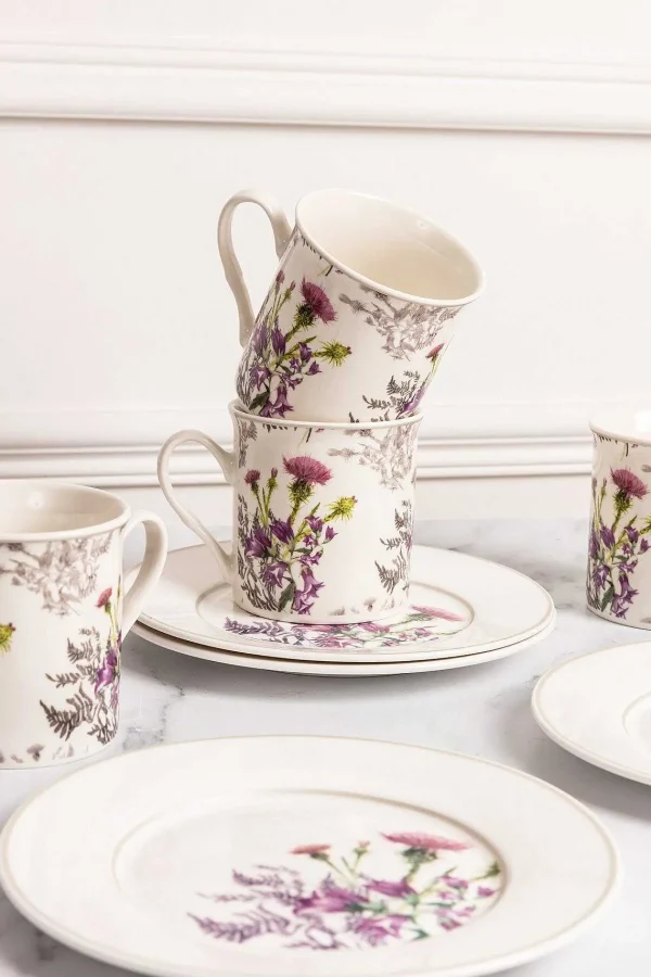 Newgrange Living Thistle White Bone China Set Of 4 Mugs* Homeware