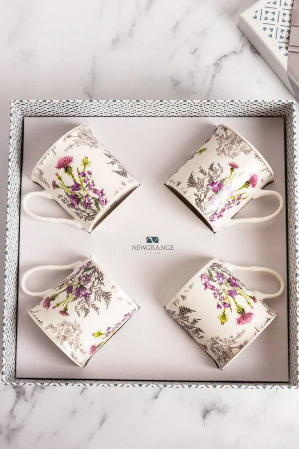 Newgrange Living Thistle White Bone China Set Of 4 Mugs* Homeware