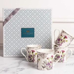 Newgrange Living Thistle White Bone China Set Of 4 Mugs* Homeware