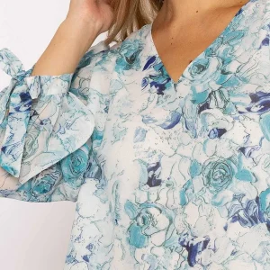 Rowen Avenue Tie Sleeve Blouse In Blue Print*Women Tops & Blouses