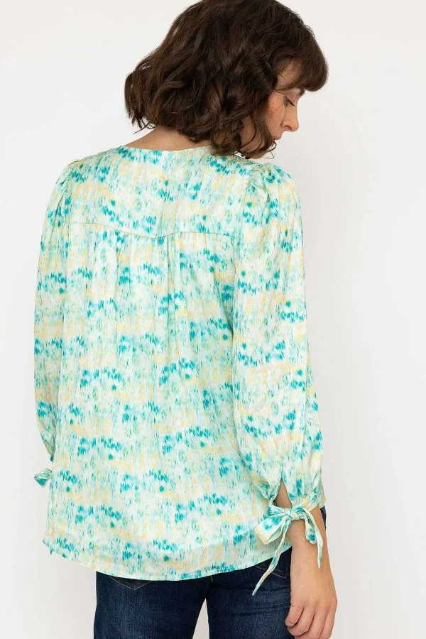 Rowen Avenue Tie Sleeve Top In Green Print*Women Tops & Blouses