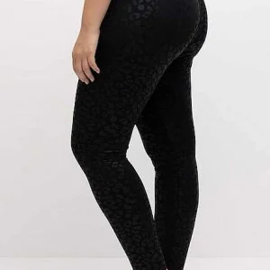 Ulla Popken Tonal Leopard Print Stretch Leggings In Black*Women Jeans & Trousers