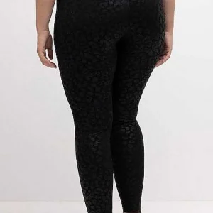 Ulla Popken Tonal Leopard Print Stretch Leggings In Black*Women Jeans & Trousers