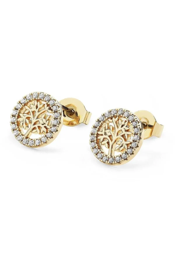 Tipperary Crystal Jewellery Tree Of Life Circle Stud Earrings* Boxed Gifts