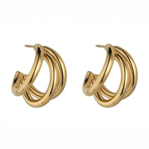 Knight & Day Triple Layer Gold Hoop Earrings*Women As Seen On Social