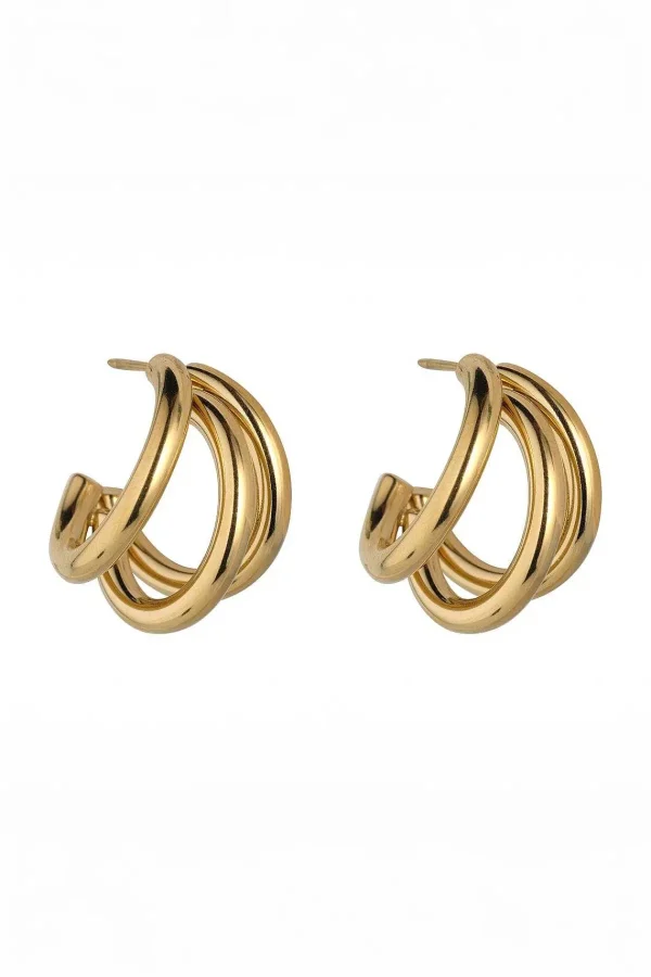 Knight & Day Triple Layer Gold Hoop Earrings*Women As Seen On Social