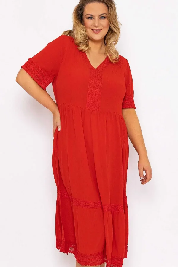 Ulla Popken Tunic Midi Dress In Red*Women Dresses & Jumpsuits