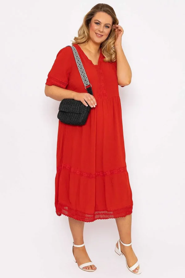 Ulla Popken Tunic Midi Dress In Red*Women Dresses & Jumpsuits