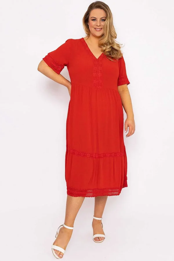 Ulla Popken Tunic Midi Dress In Red*Women Dresses & Jumpsuits