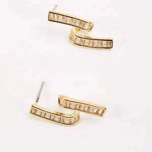 Soul Jewellery Twisted Gold Clear Stone Earrings* Boxed Gifts