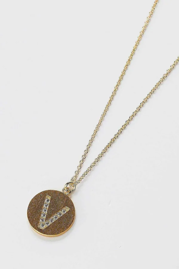 Cherish V Initial Necklace In Gold* Jewellery