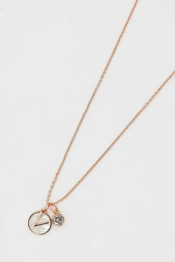 Cherish V Initial Necklace In Rose Gold* Jewellery