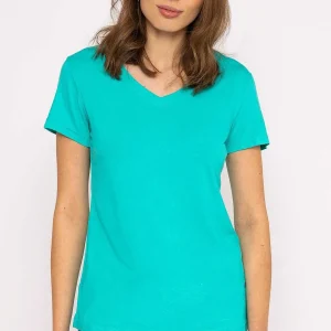 Kelly & Grace Weekend V Neck Tee In Aqua*Women Tops & Blouses
