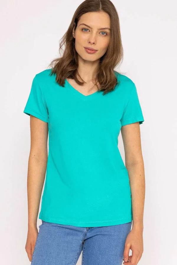 Kelly & Grace Weekend V Neck Tee In Aqua*Women Tops & Blouses