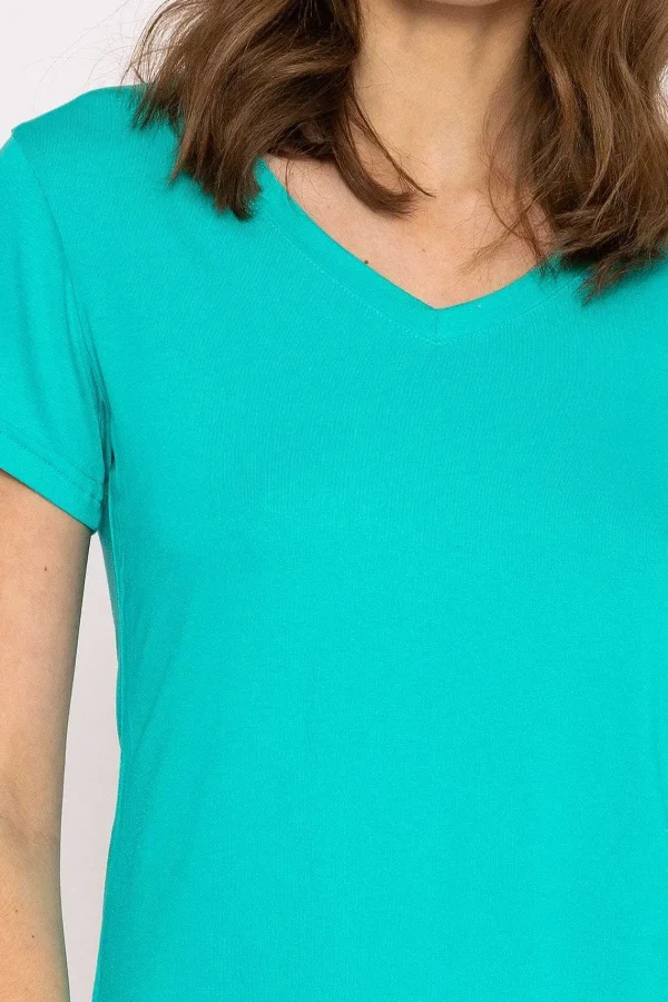 Kelly & Grace Weekend V Neck Tee In Aqua*Women Tops & Blouses