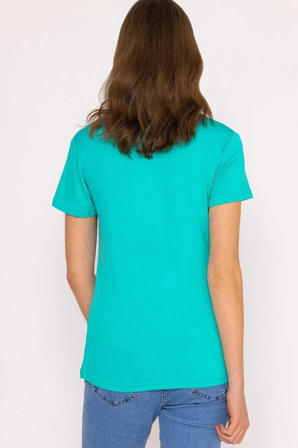 Kelly & Grace Weekend V Neck Tee In Aqua*Women Tops & Blouses
