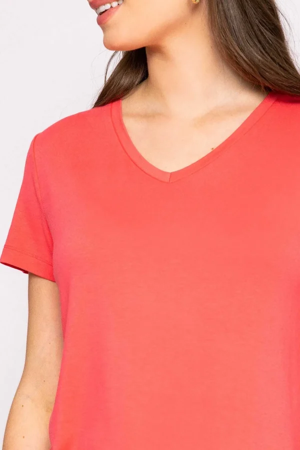 Kelly & Grace Weekend V Neck Tee In Coral*Women Tops & Blouses