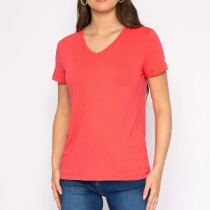 Kelly & Grace Weekend V Neck Tee In Coral*Women Tops & Blouses