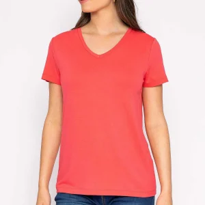 Kelly & Grace Weekend V Neck Tee In Coral*Women Tops & Blouses