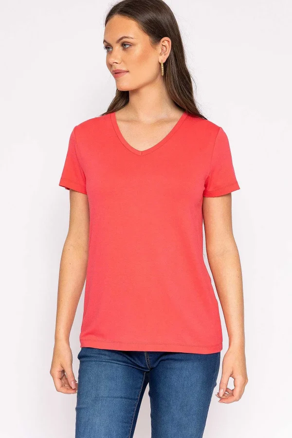 Kelly & Grace Weekend V Neck Tee In Coral*Women Tops & Blouses