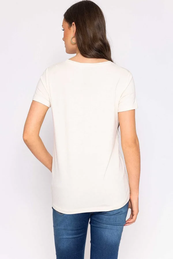 Kelly & Grace Weekend V Neck Tee In Ecru*Women Tops & Blouses