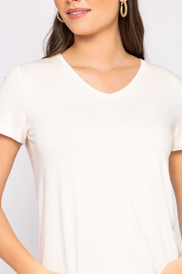 Kelly & Grace Weekend V Neck Tee In Ecru*Women Tops & Blouses