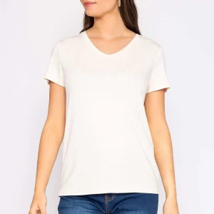 Kelly & Grace Weekend V Neck Tee In Ecru*Women Tops & Blouses