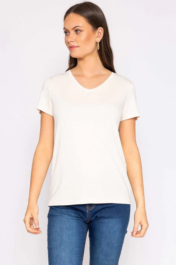 Kelly & Grace Weekend V Neck Tee In Ecru*Women Tops & Blouses