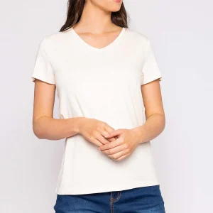 Kelly & Grace Weekend V Neck Tee In Ecru*Women Tops & Blouses